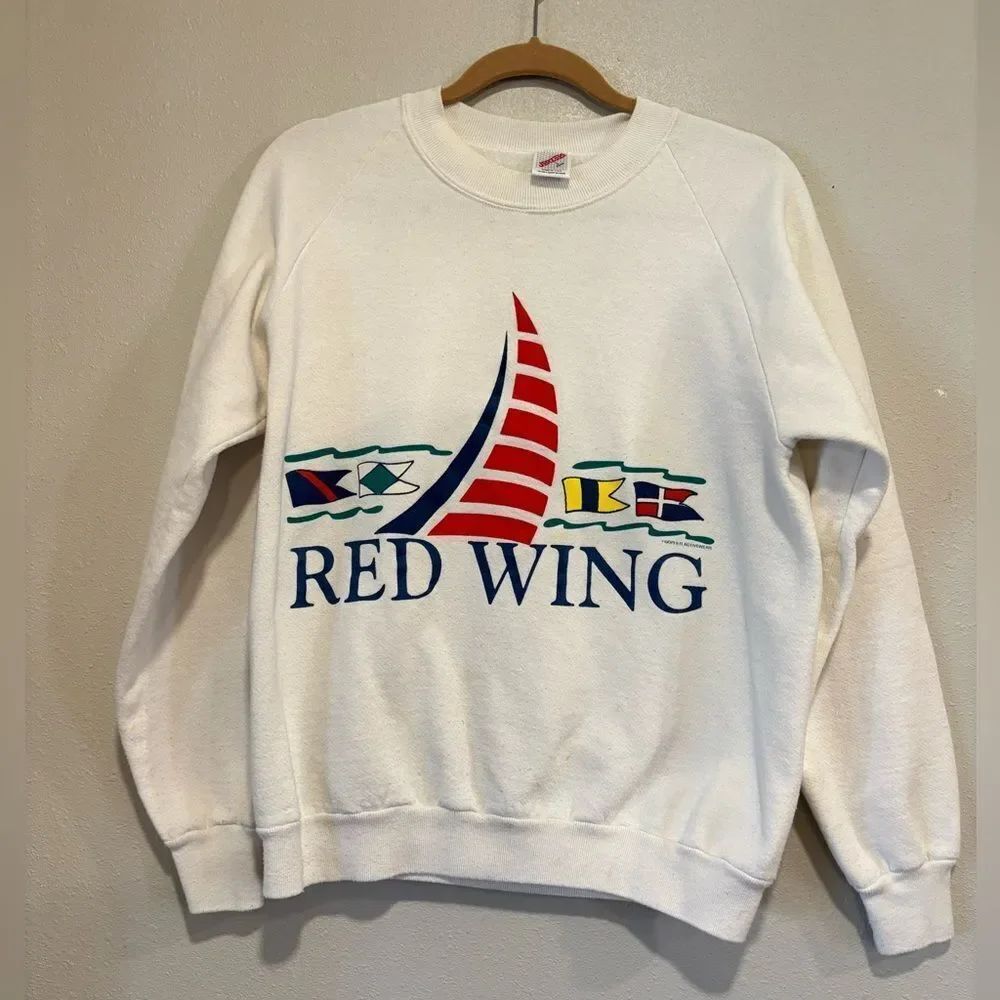 Vintage Red Wing Sailboat Graphic Sweatshirt Jerzees USA Small